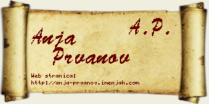 Anja Prvanov vizit kartica